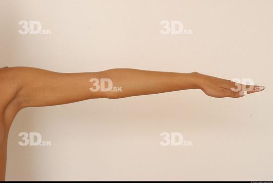 Arm Whole Body Emotions Woman Nude Underwear Slim Studio photo references