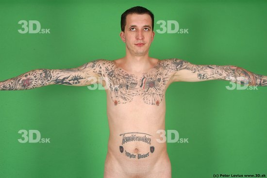 Man White Tattoo Underweight Male Studio Poses