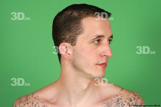 Man White Tattoo Underweight Male Studio Poses