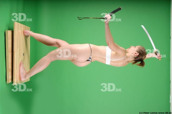 Whole Body Woman Pose with sword White Underwear Average