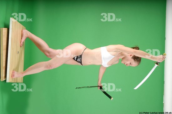 Whole Body Woman Pose with sword White Underwear Average