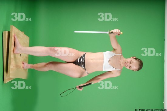 Whole Body Woman Pose with sword White Underwear Average