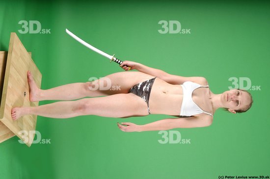 Whole Body Woman Pose with sword White Underwear Average