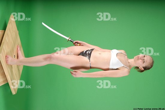 Whole Body Woman Pose with sword White Underwear Average