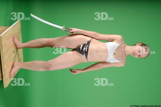 Whole Body Woman Pose with sword White Underwear Average