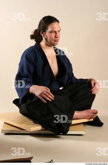 Whole Body Phonemes Man Pose with sword White Hairy Historical Average Male Studio Poses