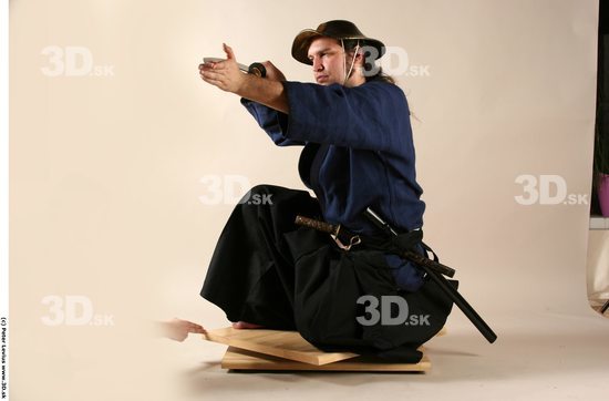 Whole Body Phonemes Man Pose with sword White Hairy Historical Average Male Studio Poses