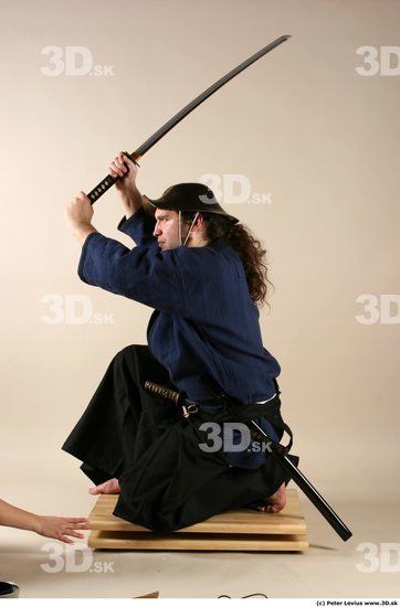 Whole Body Phonemes Man Pose with sword White Hairy Historical Average Male Studio Poses