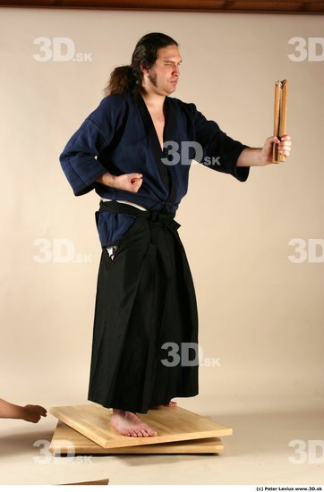 Whole Body Phonemes Man Pose with sword White Hairy Historical Average Male Studio Poses