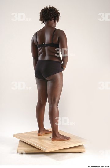 Whole Body Woman Pose with pistol Black Underwear Chubby