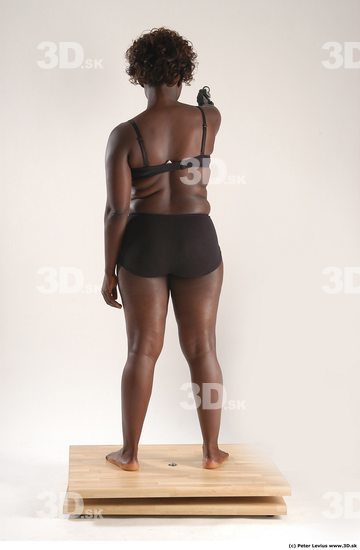 Whole Body Woman Pose with pistol Black Underwear Chubby