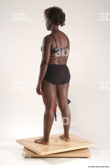 Whole Body Woman Pose with pistol Black Underwear Chubby