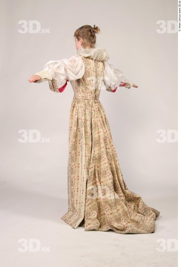 Whole Body Woman T poses White Historical Slim Costume photo references