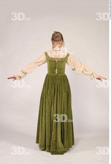 Whole Body Woman T poses White Historical Slim Costume photo references