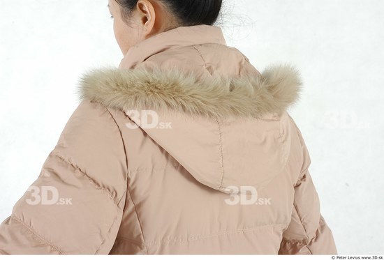 Whole Body Back Woman Asian Casual Chubby Studio photo references