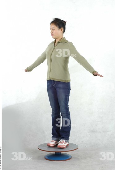 Whole Body Woman Asian Casual Chubby Studio photo references