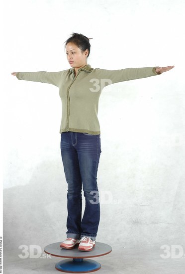 Whole Body Woman T poses Asian Casual Chubby Studio photo references