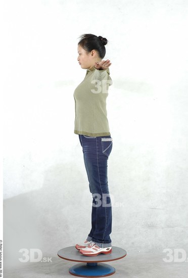 Whole Body Woman T poses Asian Casual Chubby Studio photo references