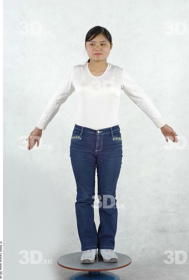 Whole Body Woman Asian Casual Slim Chubby Studio photo references