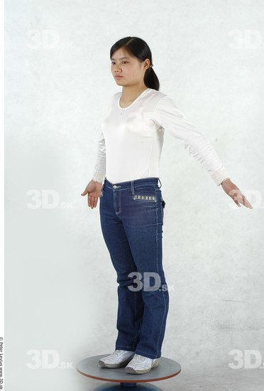 Whole Body Woman Asian Casual Slim Chubby Studio photo references