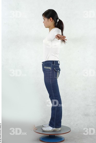 Whole Body Woman T poses Asian Casual Slim Chubby Studio photo references