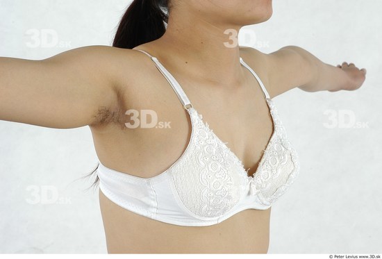 Chest Whole Body Woman Asian Underwear Slim Chubby Studio photo references