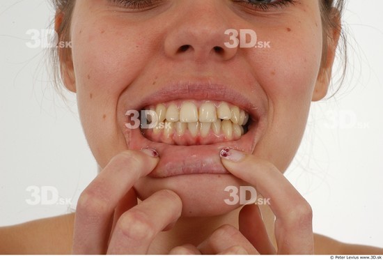 Whole Body Teeth Woman Slim Studio photo references