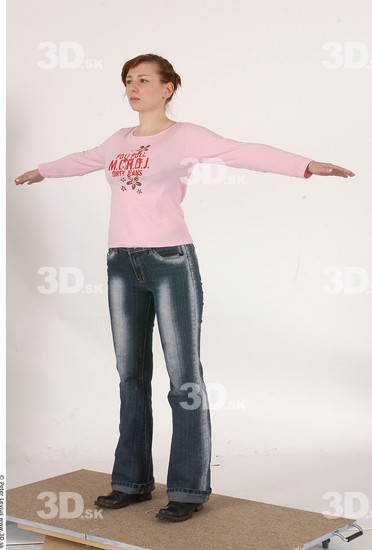 Whole Body Woman T poses Casual Average Chubby Studio photo references