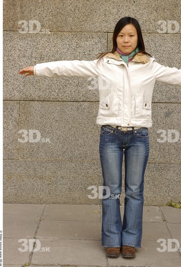 Whole Body Woman T poses Asian Casual Slim