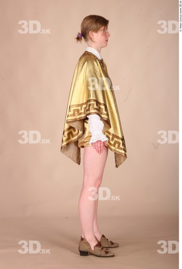 Whole Body Woman T poses White Historical Slim Costume photo references