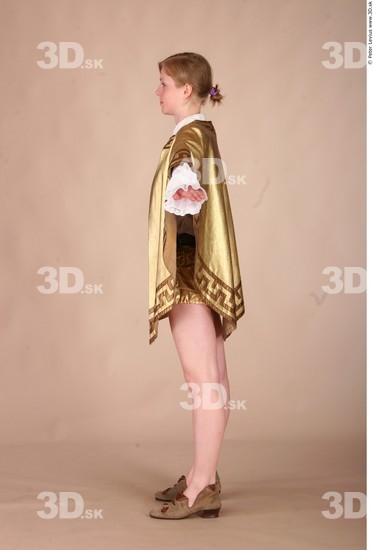 Whole Body Woman T poses White Historical Slim Costume photo references