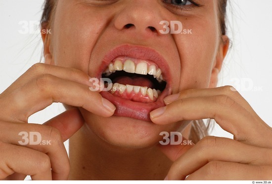 Whole Body Teeth Woman Slim Studio photo references