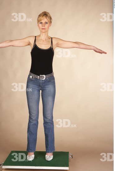 Whole Body Woman T poses Casual Slim Studio photo references