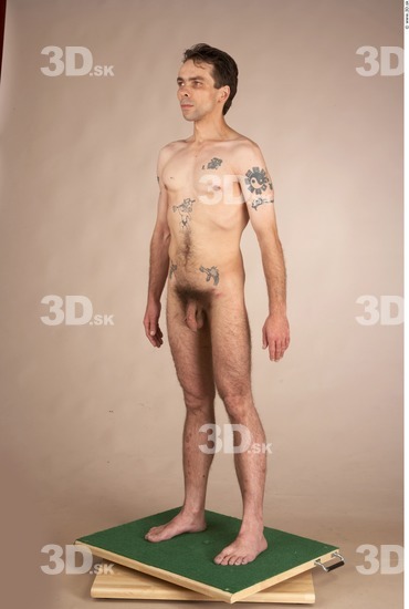 Whole Body Man Tattoo Nude Slim Studio photo references