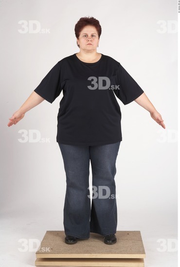 Whole Body Woman Casual Slim Overweight Studio photo references