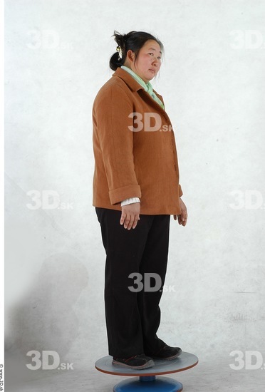 Whole Body Woman Asian Casual Overweight Studio photo references