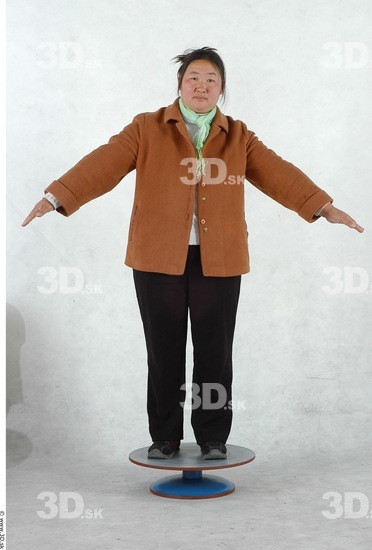 Whole Body Woman Asian Casual Overweight Studio photo references