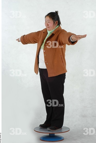 Whole Body Woman T poses Asian Casual Overweight Studio photo references