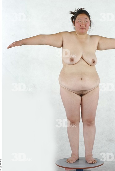 Whole Body Woman T poses Asian Nude Overweight Studio photo references