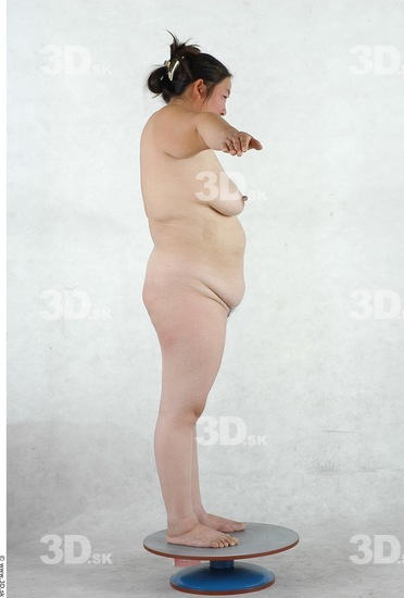 Whole Body Woman T poses Asian Nude Overweight Studio photo references