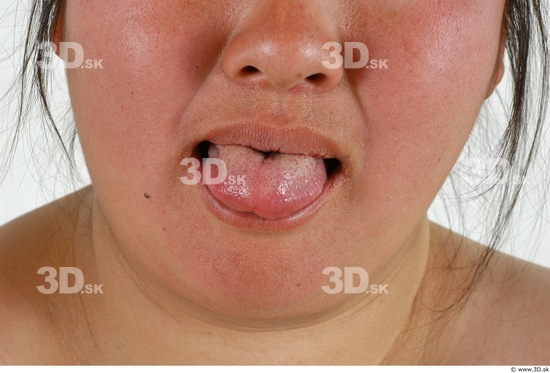 Whole Body Tongue Woman Asian Overweight Studio photo references