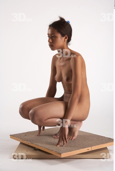 Whole Body Phonemes Woman Black Nude Slim Studio photo references