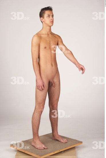 Whole Body Man White Underwear Shoes Slim Male Studio Poses