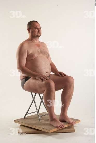 Whole Body Man Artistic poses White Underwear Chubby