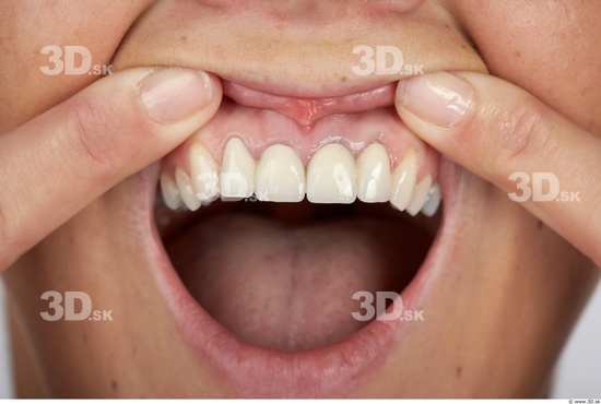 Whole Body Teeth Woman Slim Studio photo references