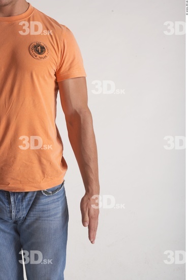 Arm Whole Body Man Animation references Casual Shirt T shirt Muscular Studio photo references