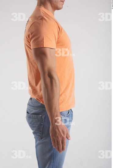 Arm Whole Body Man Animation references Casual Shirt T shirt Muscular Studio photo references