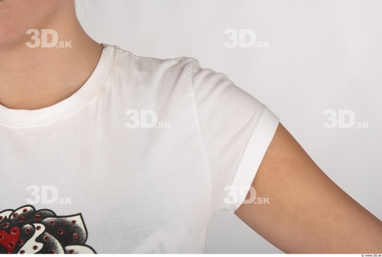 Arm Whole Body Woman Casual Shirt T shirt Slim Studio photo references