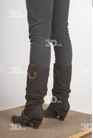 Calf Whole Body Woman Casual Jeans Slim Studio photo references