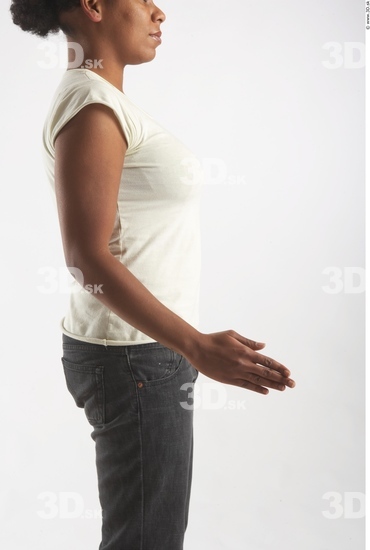 Arm Whole Body Phonemes Woman Animation references Black Nude Casual Jeans Chubby Studio photo references